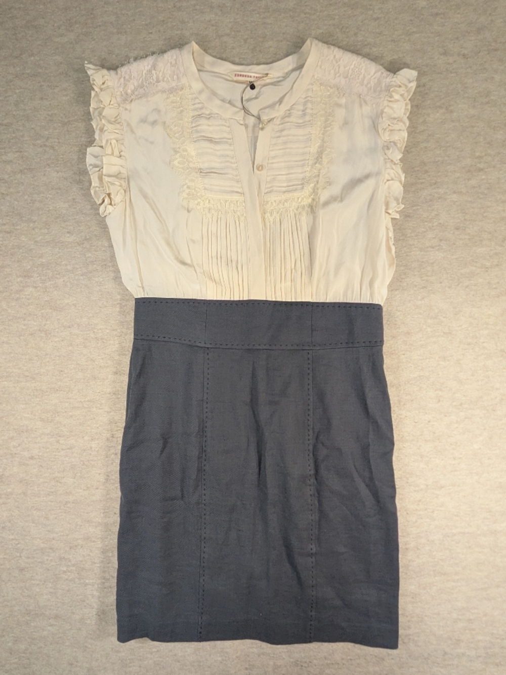 Rebecca Taylor Victorian Vintage Inspired Secretary Cream Lace Ruffle Dress 12